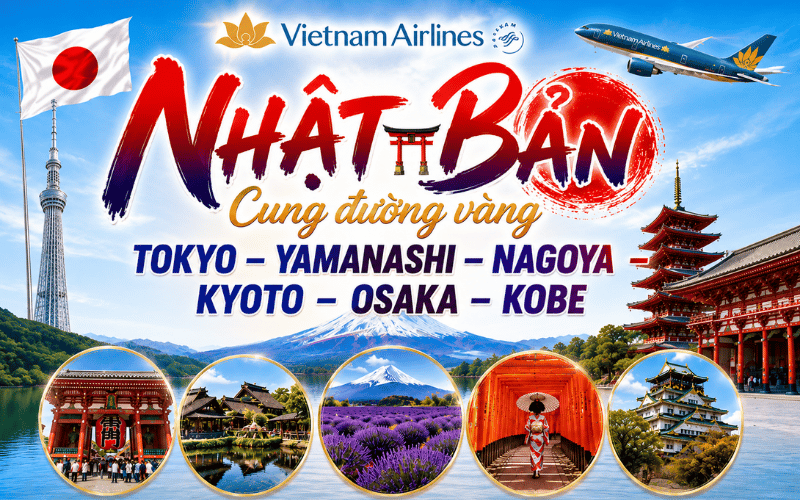 NHẬT BẢN: CUNG ĐƯỜNG VÀNG 6N5Đ<br>Bay Vietnam Airlines
