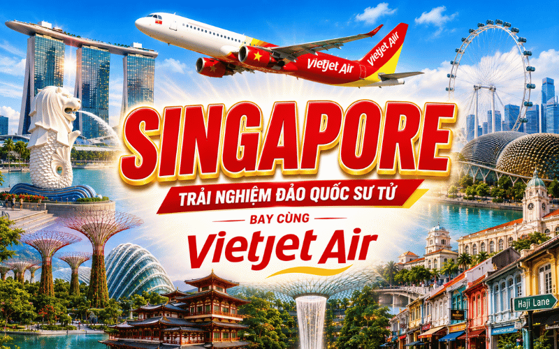 SINGAPORE 3N2Đ <br> Bay Vietjet