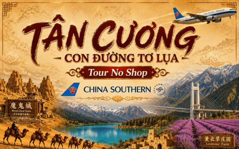 TÂN CƯƠNG - CON ĐƯỜNG TƠ LỤA 8N7Đ (NOSHOP)<br>Bay China Southern